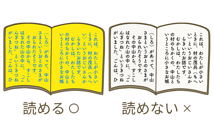 白背景に黒文字は読めないけど、黄色背景に青字は読めた！