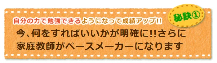 今、何をすればいいかが明確に！！さらに家庭教師がペースメーカーになります