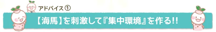 【海馬】を刺激して『集中環境』を作る！！