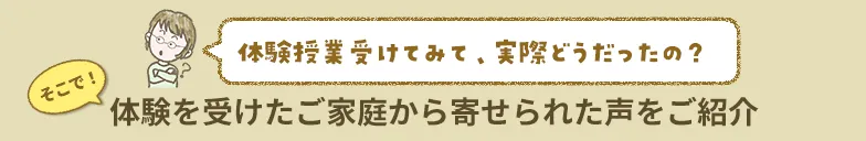 体験を受けたご家庭から寄せられた声をご紹介