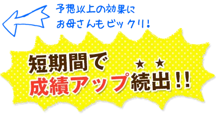 短期間で成績アップ続出