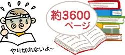 イラスト:教科書約3600ページ分の勉強量に苦しむ子ども