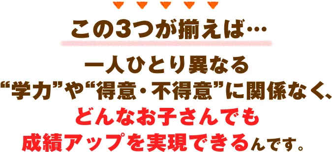 どんなお子さんでも成績アップを実現できる